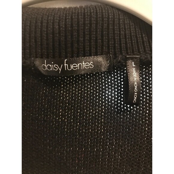 Women's Large Daisy Fuentes Cardigan Sweater with Zipper Black - Picture 2 of 2